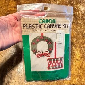 Vintage 1983 Caron International Inc. Plastic Canvas Kit-Wreath & Drum Ornament